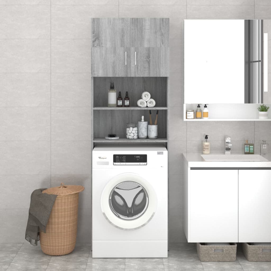 vidaXL Washing Machine Cabinet Grey Sonoma 64x25.5x190 cm