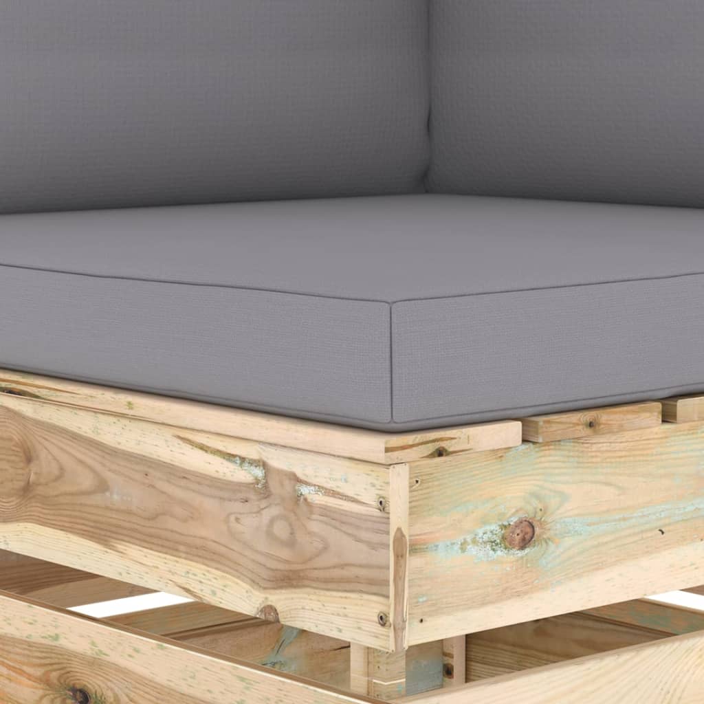 vidaXL Sectional Corner Sofa with Cushions Green Impregnated Wood