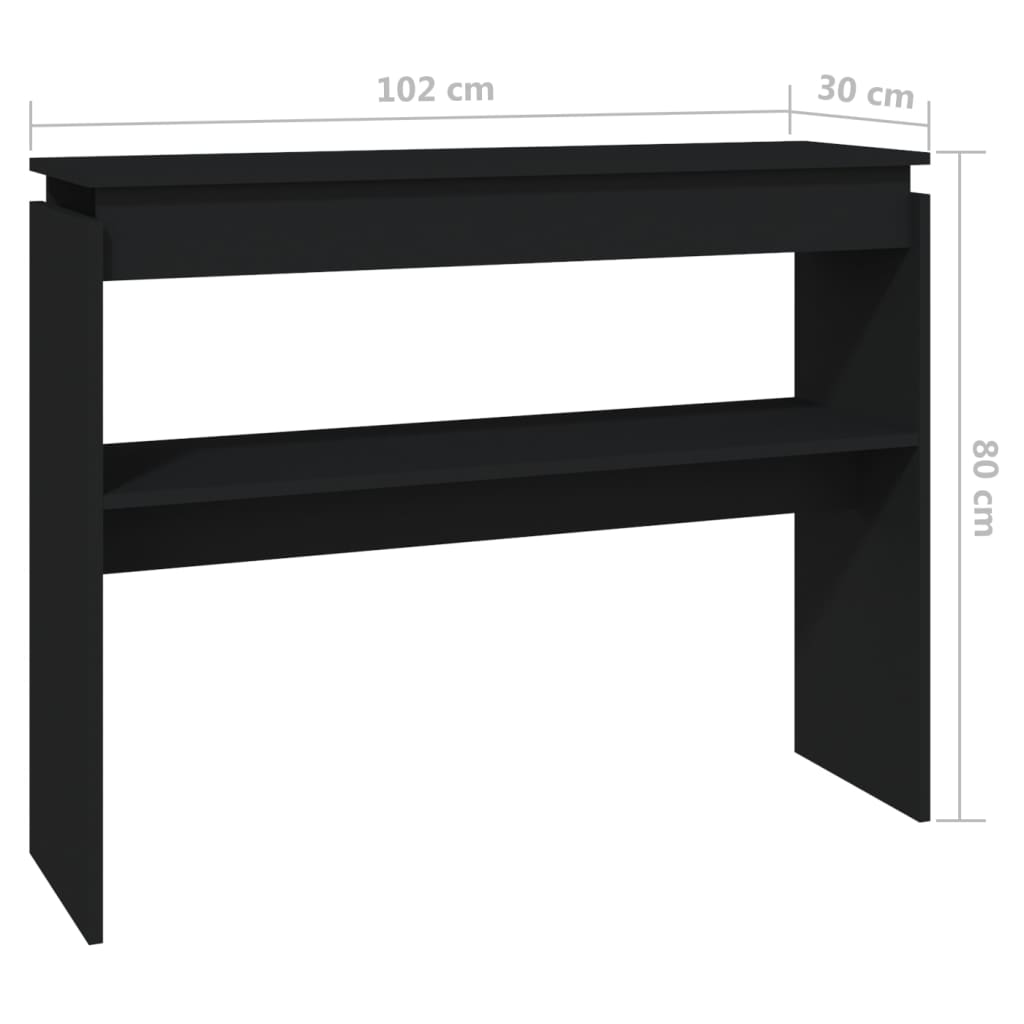vidaXL Console Table Black 102x30x80 cm Engineered Wood