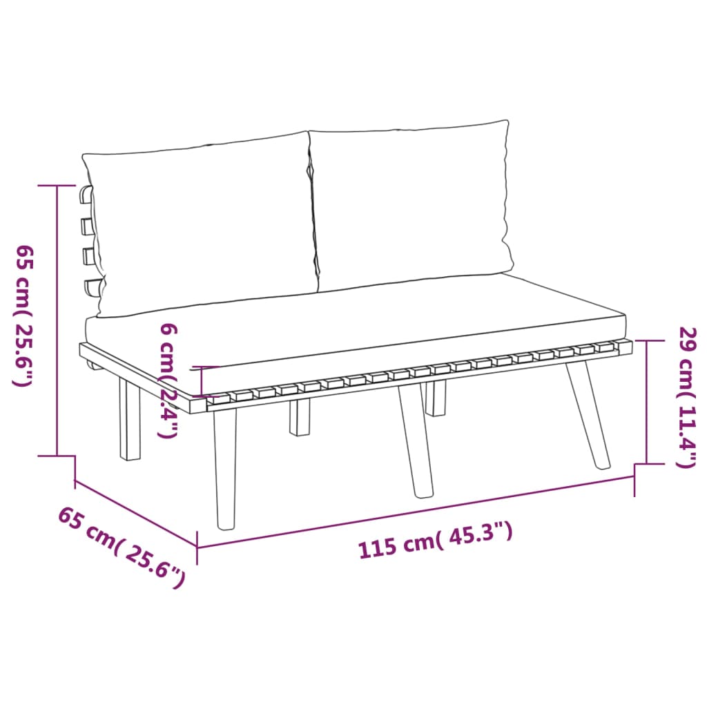 vidaXL 8 Piece Garden Lounge Set with Cushions Solid Wood Acacia