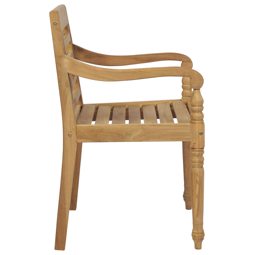 vidaXL Batavia Chairs 2 pcs with Wine Red Cushions Solid Teak Wood