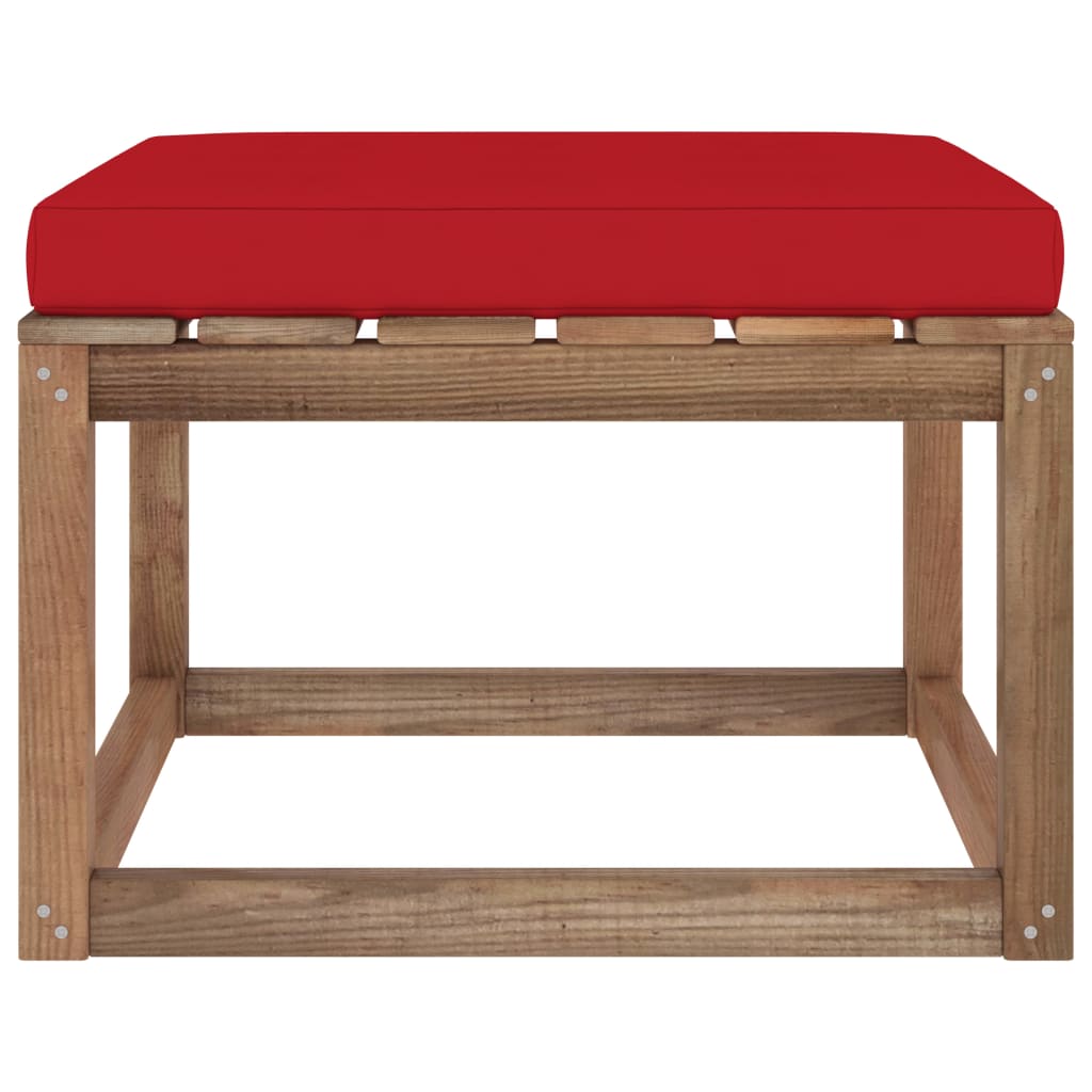 vidaXL Garden Footrest with Red Cushion