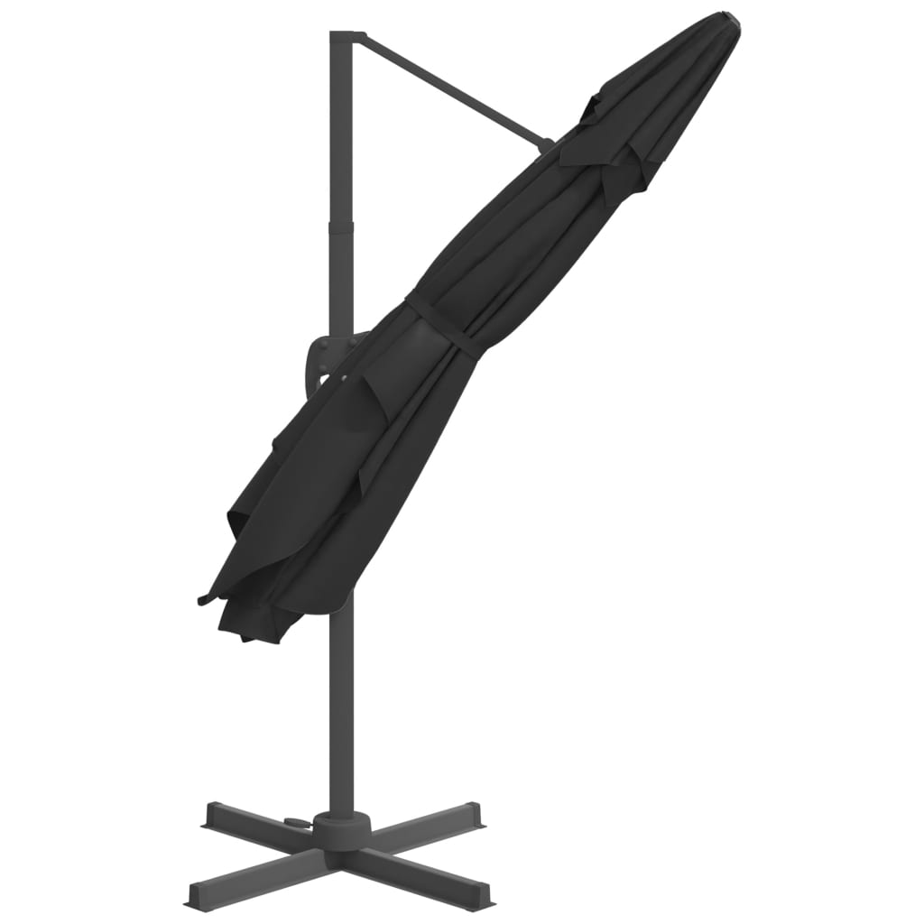 vidaXL Cantilever Umbrella with Aluminium Pole Black 300x300 cm