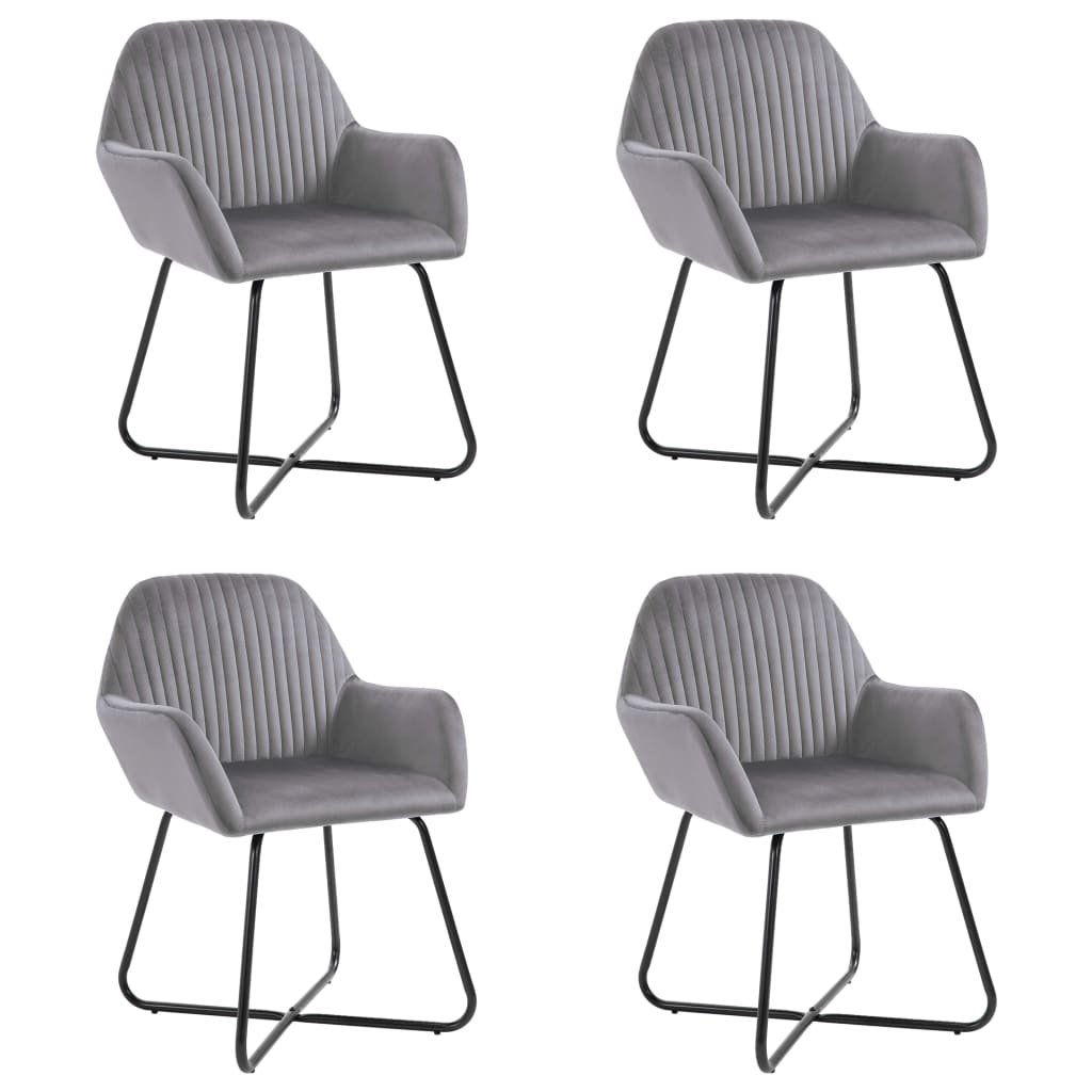 vidaXL Dining Chairs 4 pcs Grey Velvet