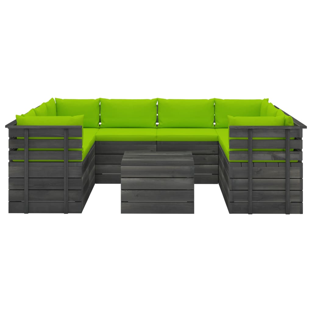 vidaXL 9 Piece Garden Pallet Lounge Set with Cushions Solid Pinewood