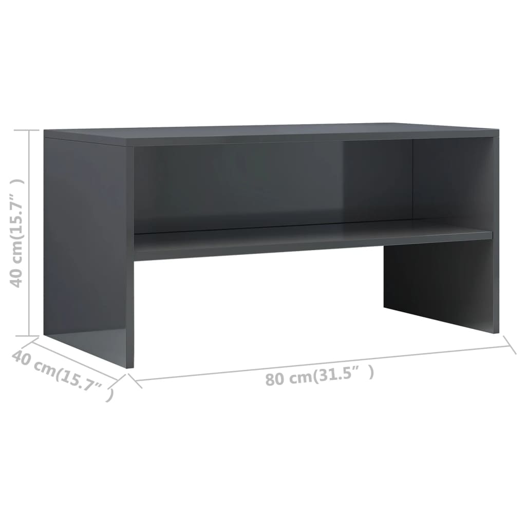 vidaXL TV Cabinet High Gloss Grey 80x40x40 cm Engineered Wood
