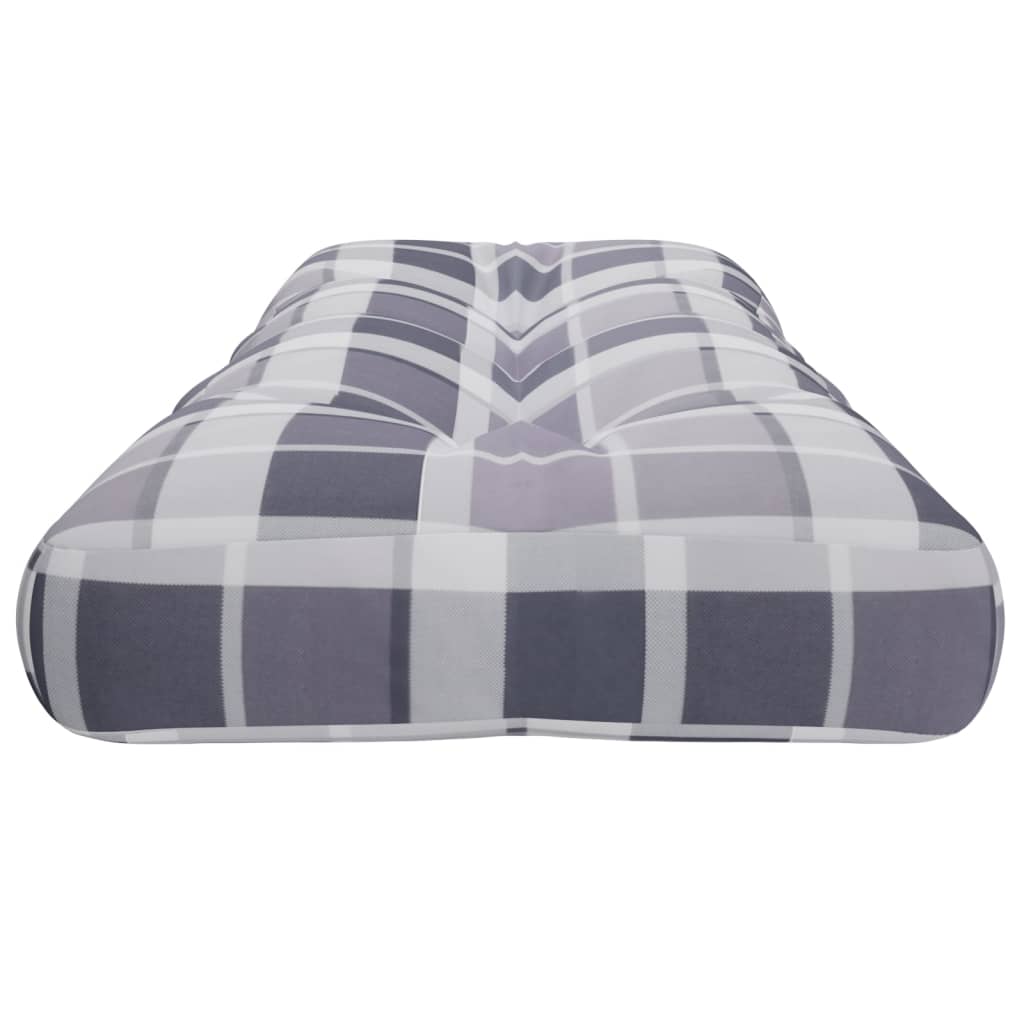 vidaXL Pallet Cushion Grey Check Pattern 120x40x12 cm Fabric