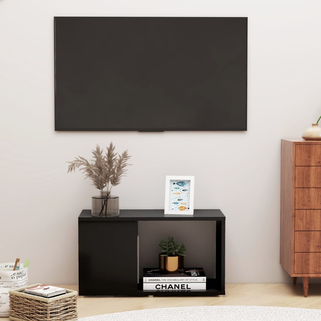 vidaXL TV Cabinet Black 60x24x32cm Engineered Wood