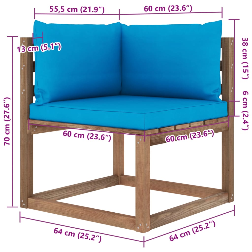 vidaXL 7 Piece Garden Pallet Lounge Set with Cushions Impregnated Pinewood