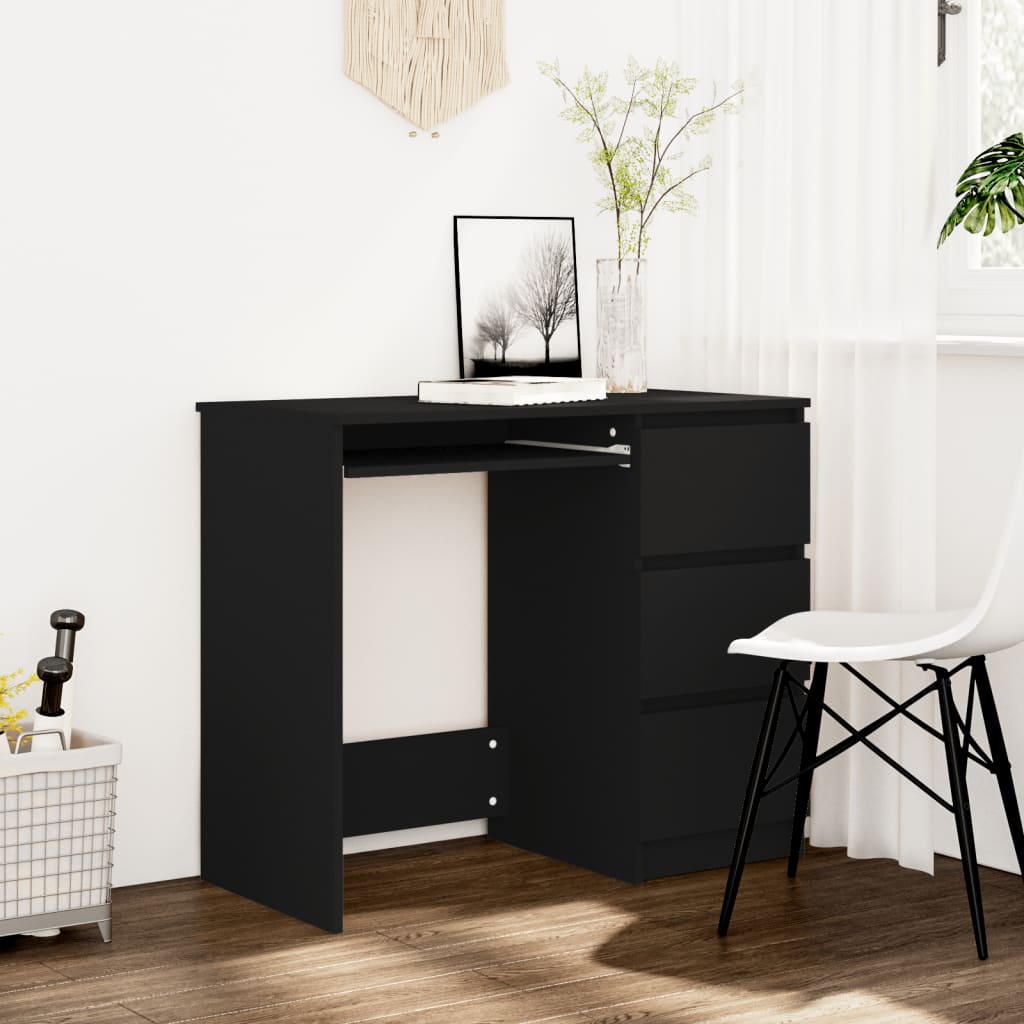 vidaXL Desk Black 90x45x76 cm Engineered Wood