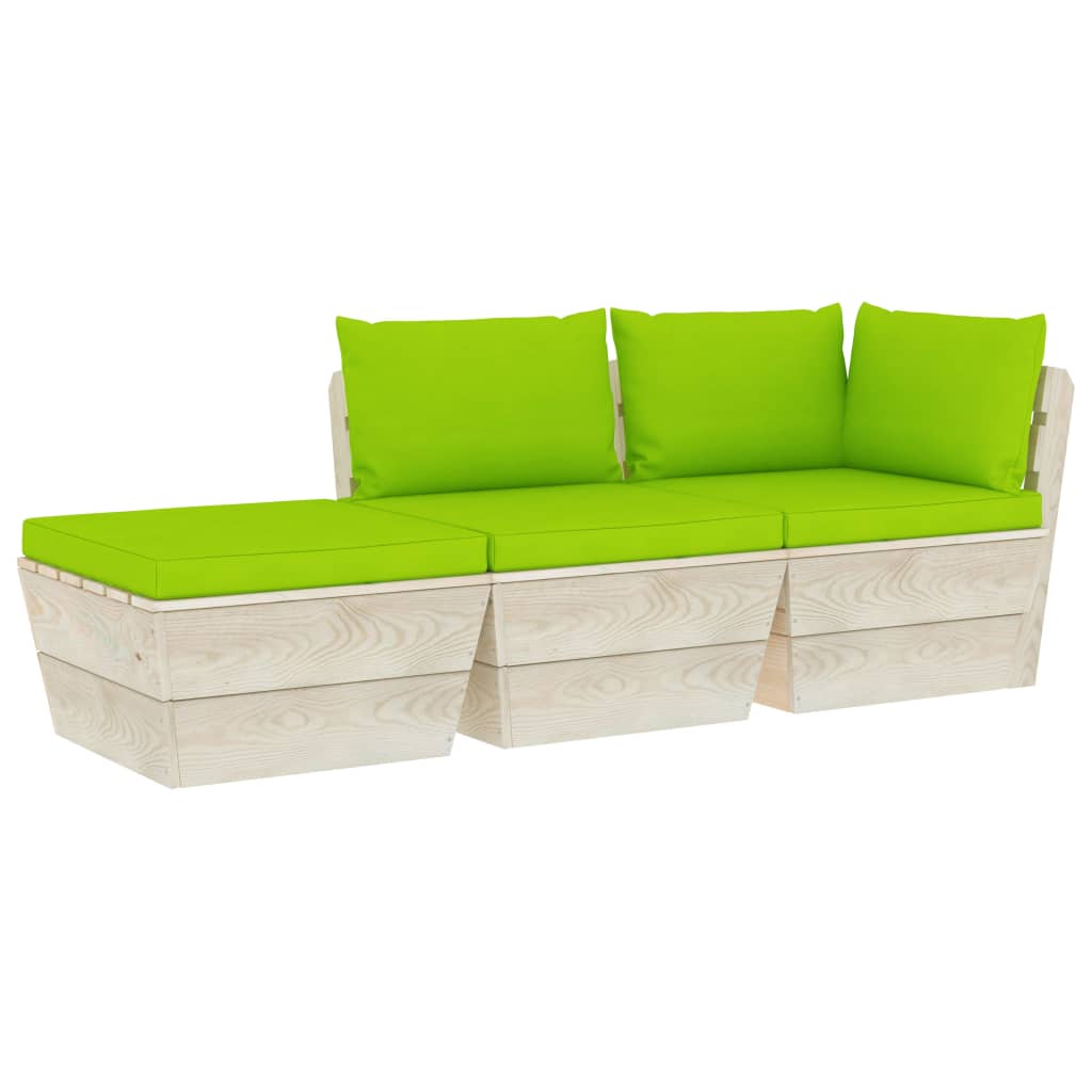 vidaXL 3 Piece Garden Pallet Lounge Set with Cushions Spruce Wood