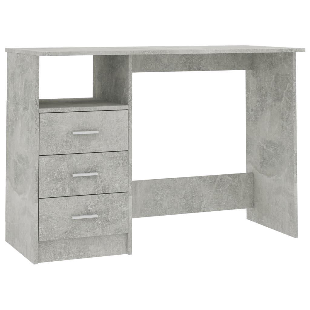 vidaXL Desk with Drawers Concrete Grey 110x50x76 cm Engineered Wood
