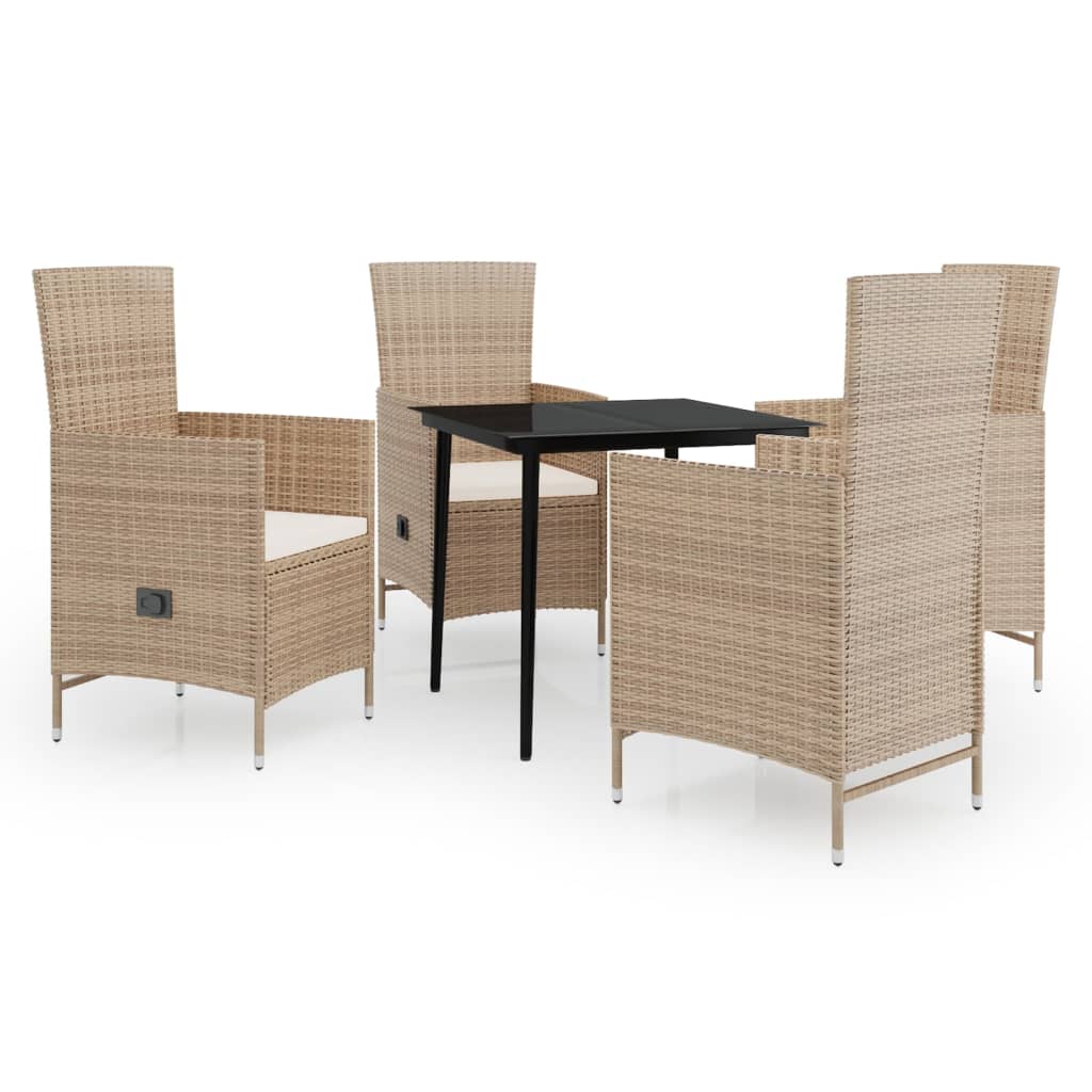 vidaXL 5 Piece Garden Dining Set with Cushions Beige