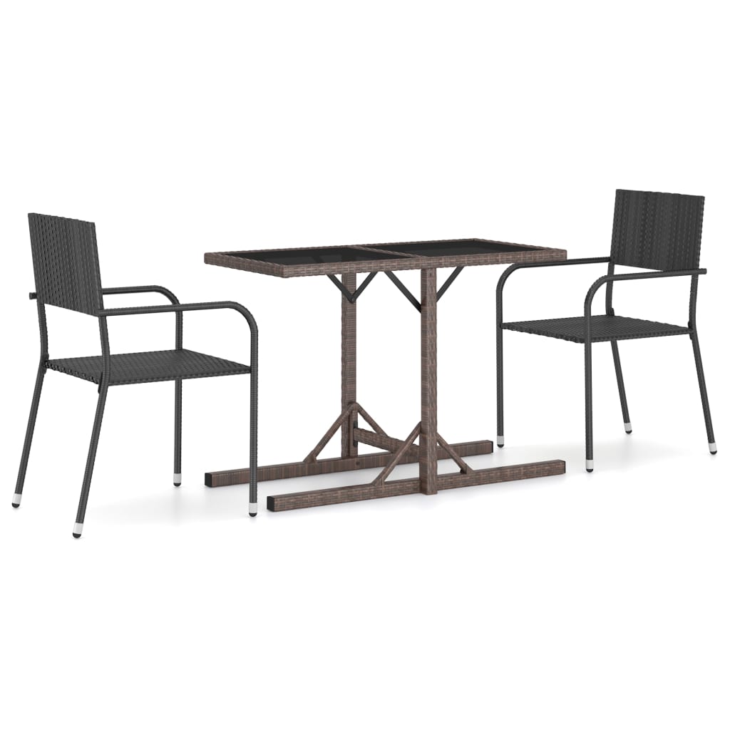 vidaXL 3 Piece Garden Dining Set Black