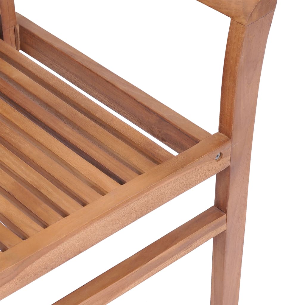 vidaXL Dining Chairs 8 pcs with Leaf Pattern Cushions Solid Teak Wood