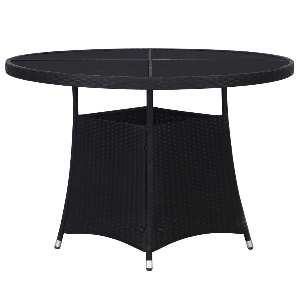 vidaXL Garden Table Black Ø110x74 cm Poly Rattan