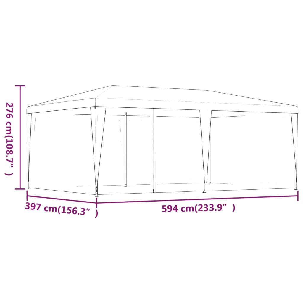 vidaXL Party Tent with 6 Mesh Sidewalls Red 6x4 m HDPE