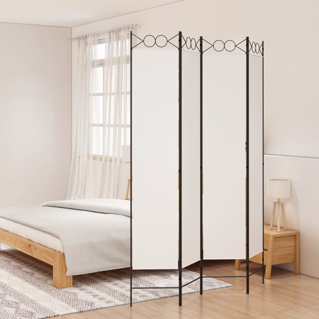 vidaXL 4-Panel Room Divider White 160x220 cm Fabric