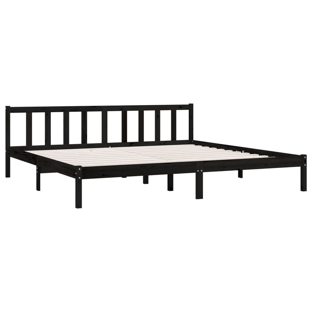 vidaXL Bed Frame without Mattress Black Solid Wood 200x200 cm