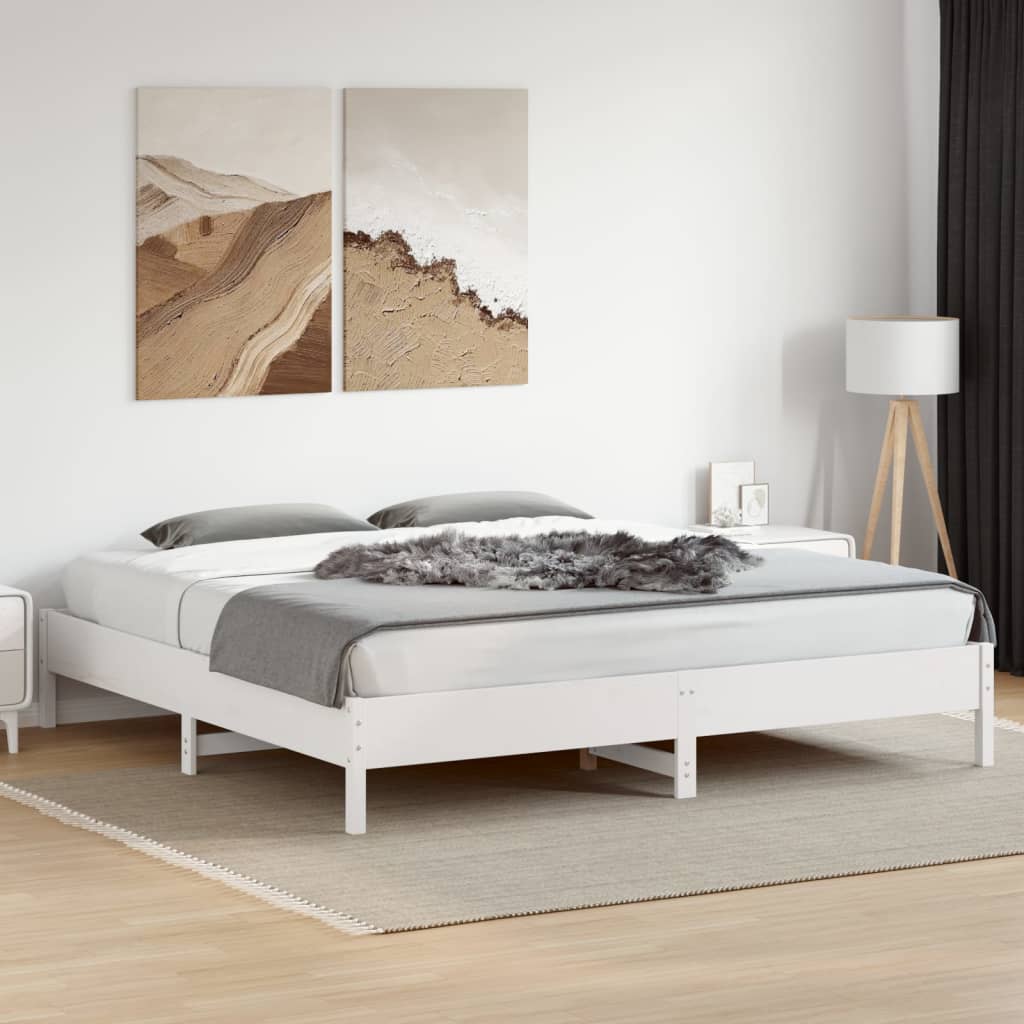 vidaXL Bed Frame without Mattress White 200x200 cm Solid Wood Pine