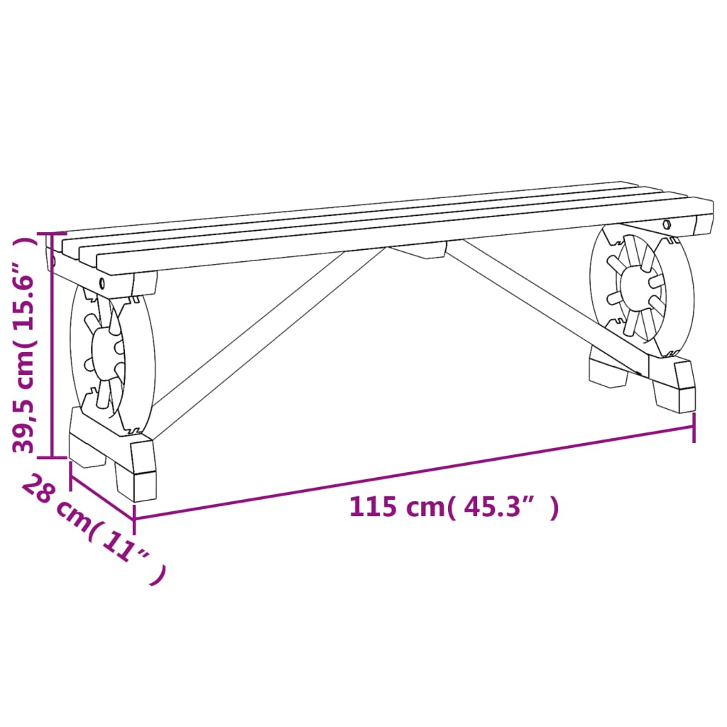 vidaXL Garden Benches 2 pcs Solid Wood Fir