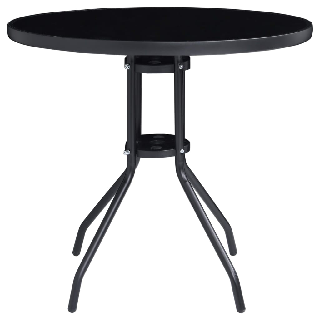 vidaXL Garden Table Black 80 cm Steel and Glass