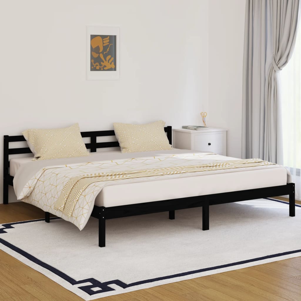 vidaXL Bed Frame without Mattress Solid Wood Pine 200x200 cm Black