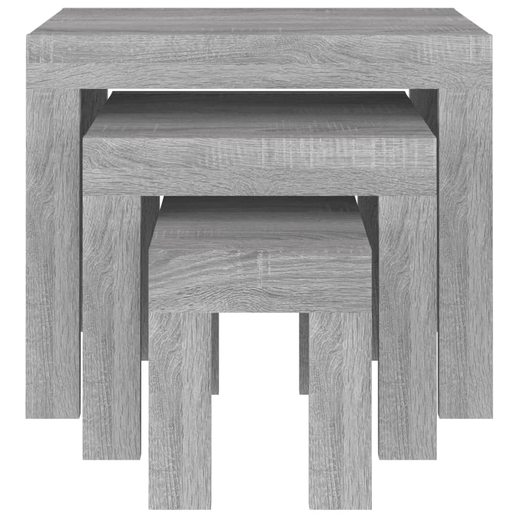 vidaXL Nesting Coffee Tables 3 pcs Grey Sonoma Engineered Wood