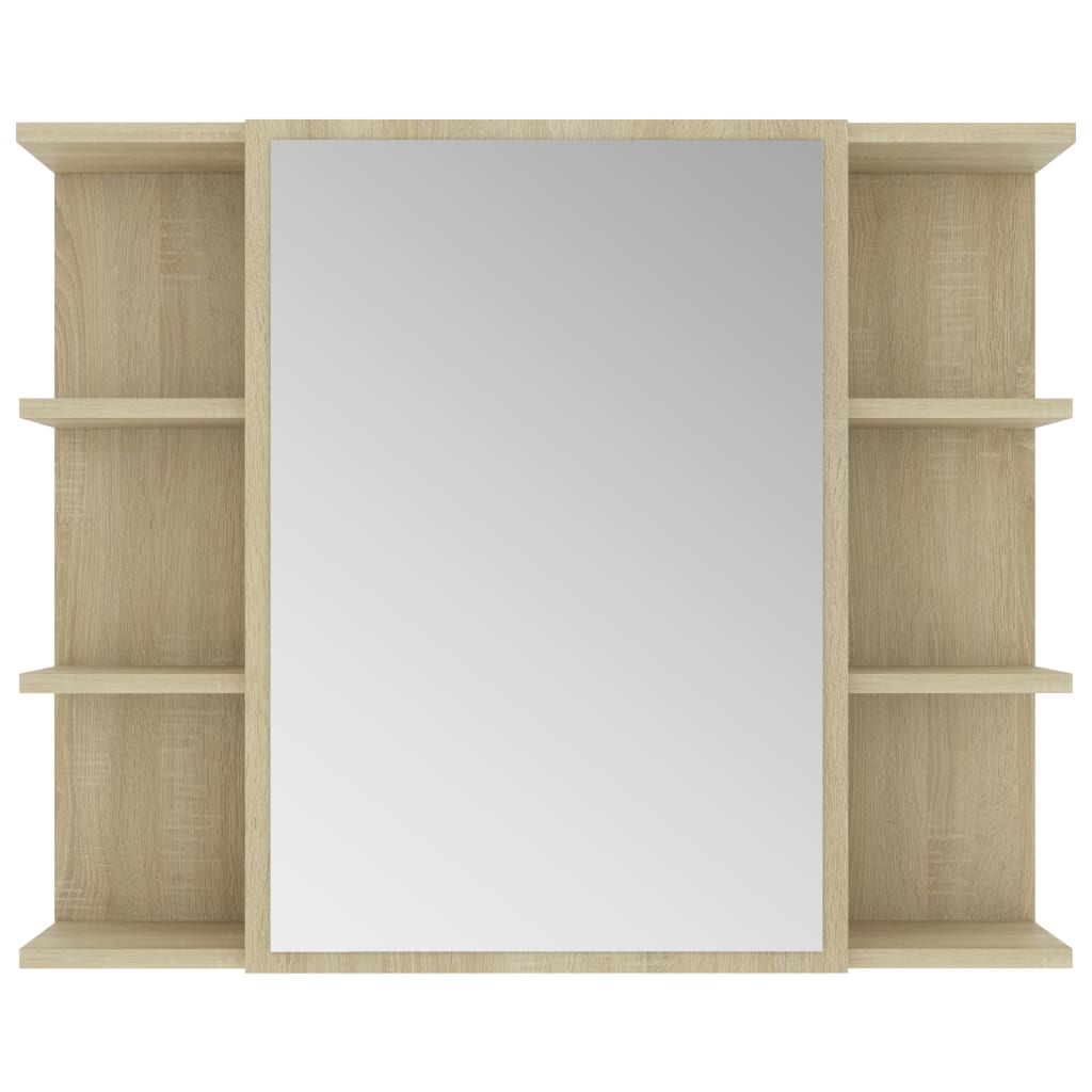 vidaXL Bathroom Mirror Cabinet Sonoma Oak 80x20.5x64 cm Engineered Wood
