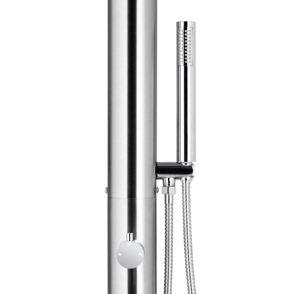 vidaXL Garden Shower with Grey Base 225 cm Stainless Steel