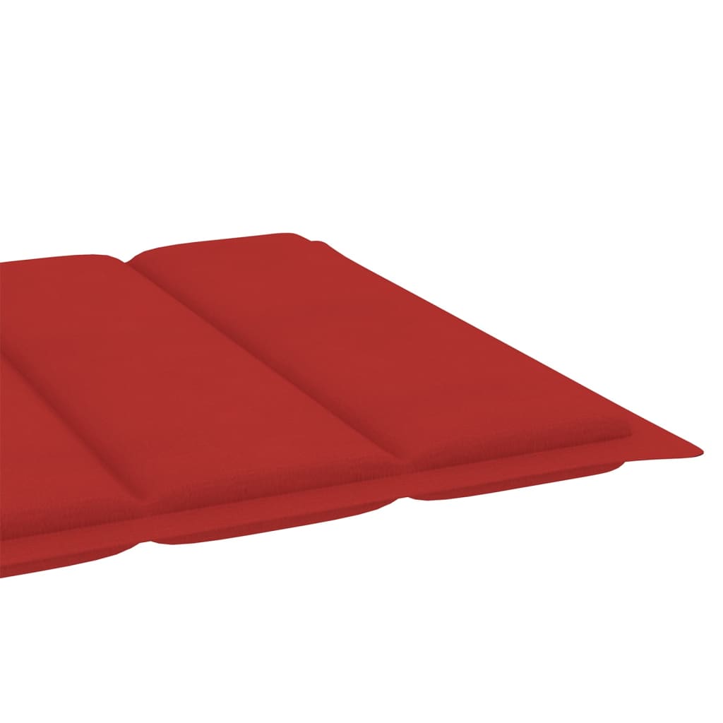 vidaXL Sun Loungers 2 pcs with Red Cushion Solid Teak Wood