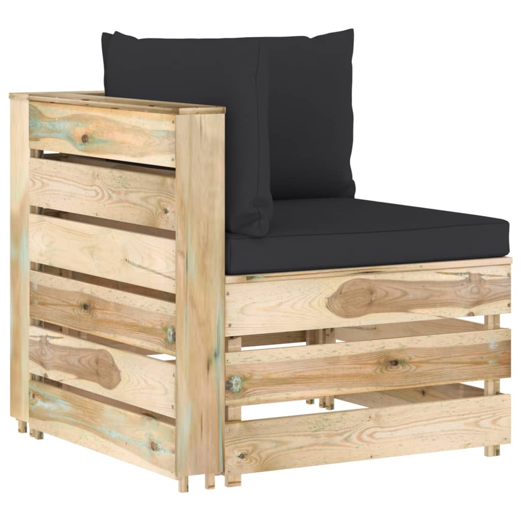 vidaXL 9 Piece Garden Lounge Set with Cushions Green Impregnated Wood