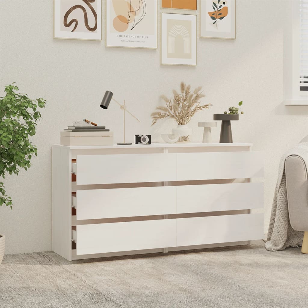 vidaXL Bedside Cabinets 2 pcs White 60x36x64 cm Solid Pinewood