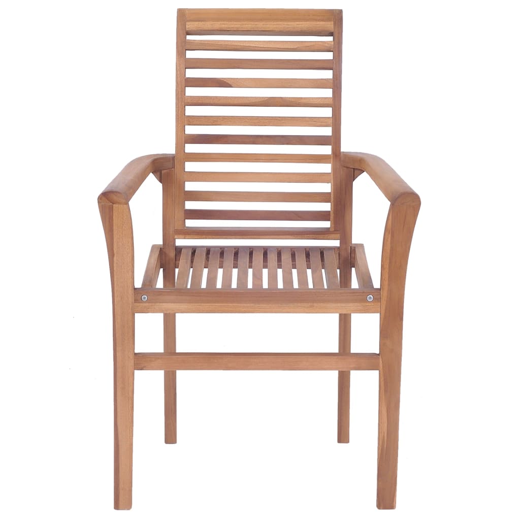 vidaXL Dining Chairs 6 pcs Red Check Pattern Cushions Solid Teak Wood