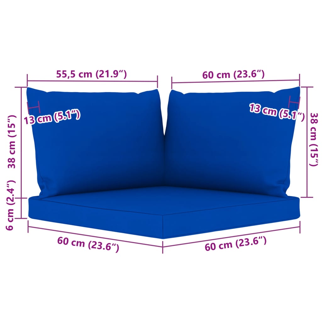 vidaXL 6 Piece Garden Lounge Set Blue Cushion Impregnated Pinewood