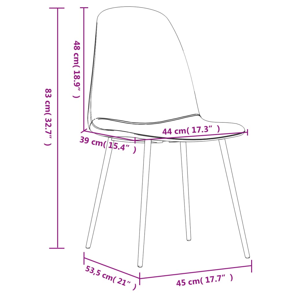vidaXL Dining Chairs 4 pcs 45x53.5x83 cm Dark Brown Faux Leather
