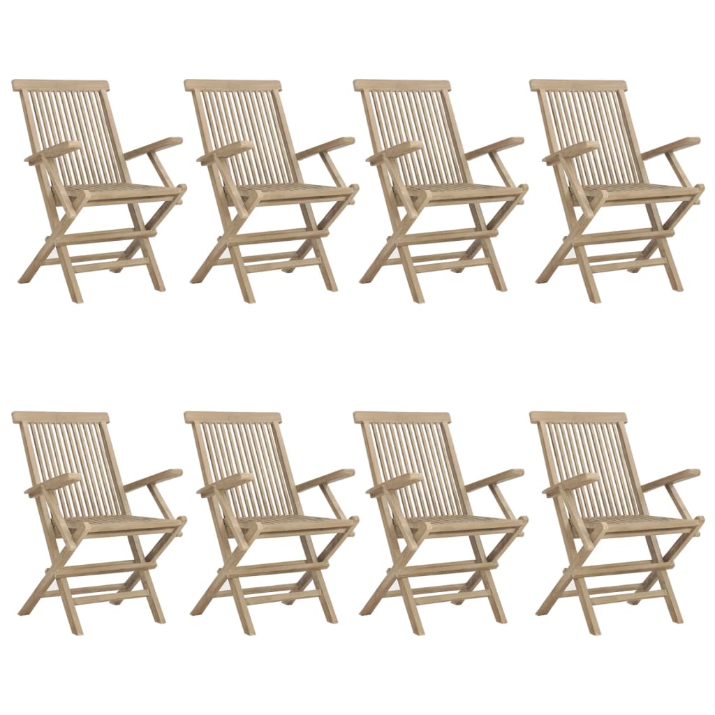 vidaXL Folding Garden Chairs 8 pcs Grey 56x61x89 cm Solid Wood Teak