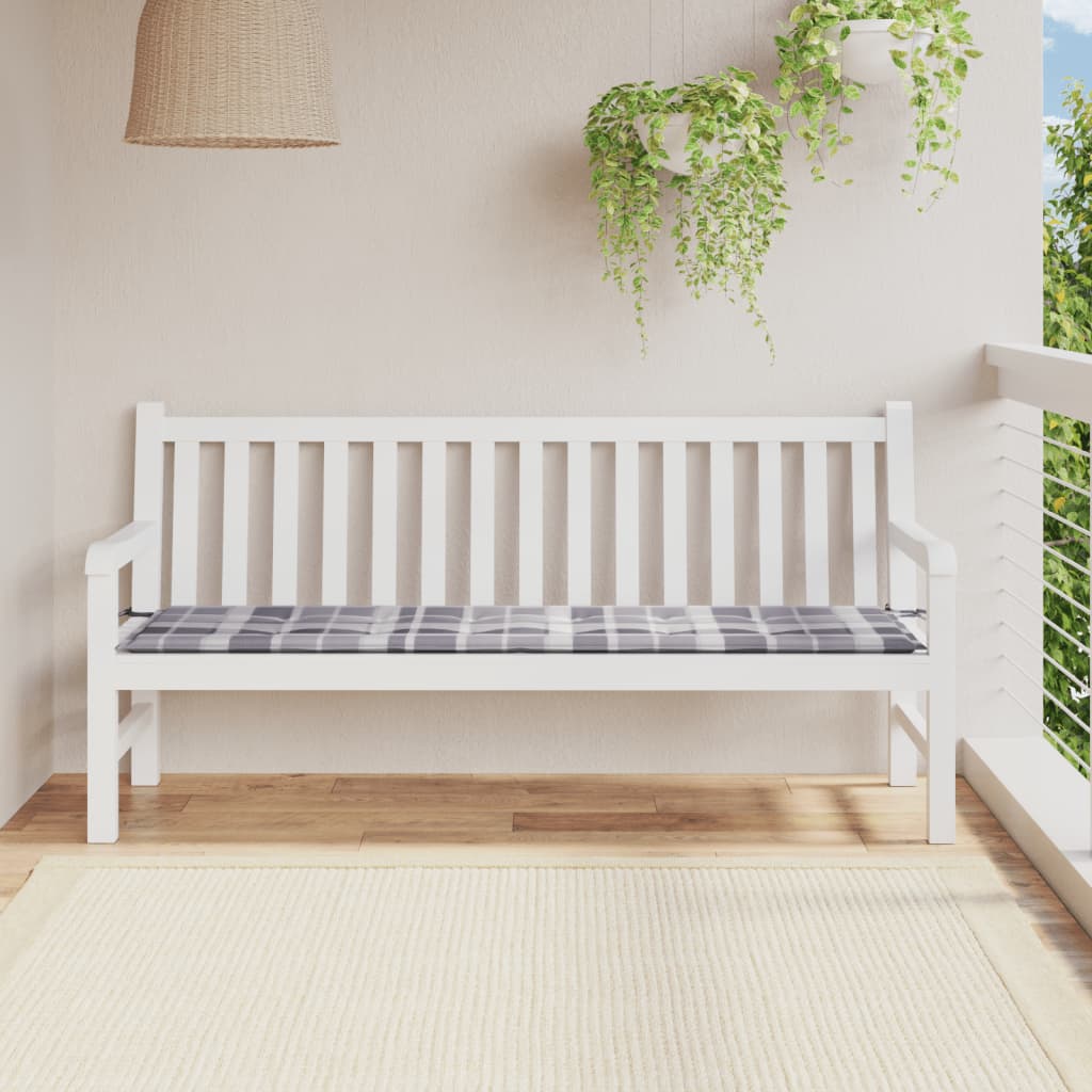 vidaXL Garden Bench Cushion Grey Check Pattern 180x50x3cm Oxford Fabric