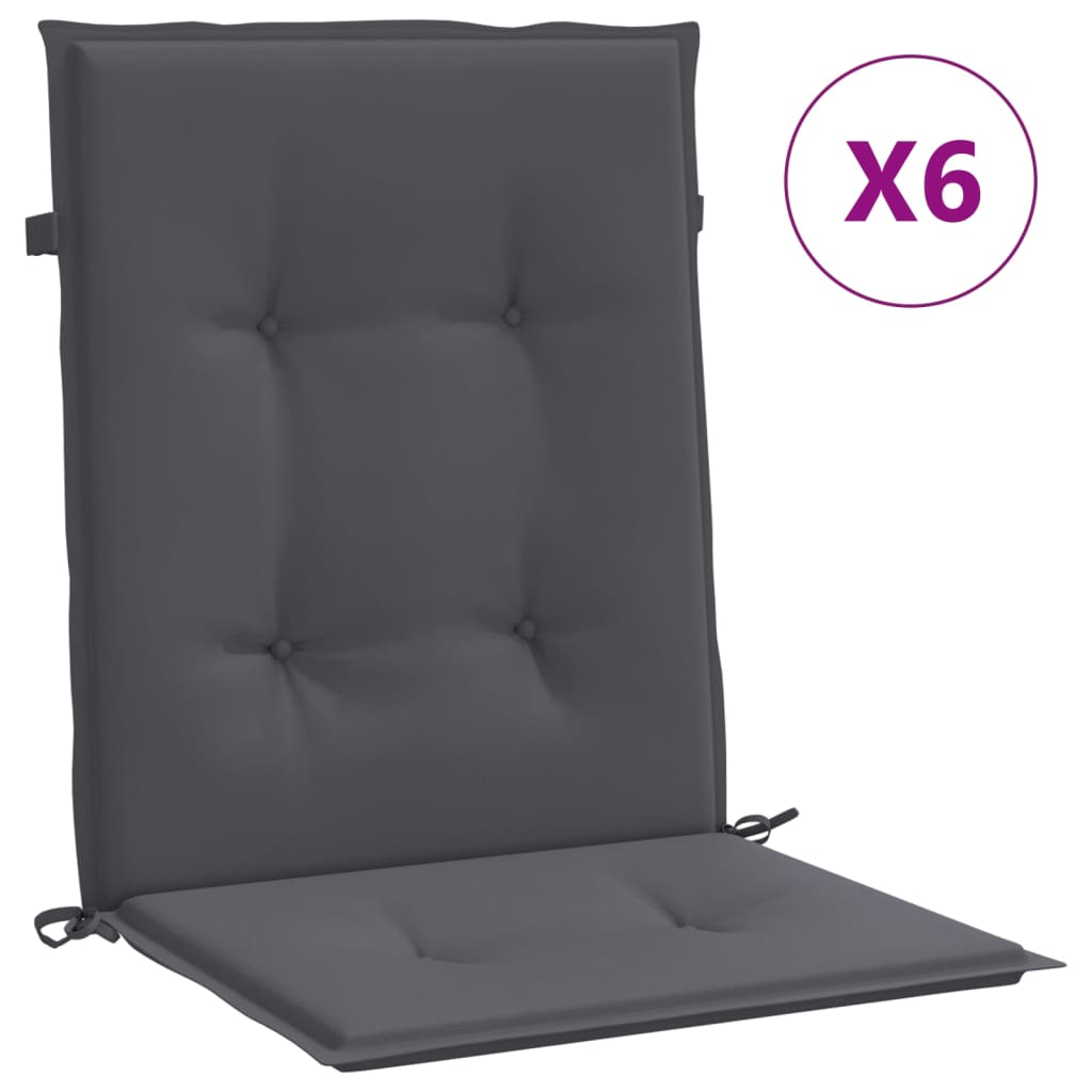 vidaXL Garden Lowback Chair Cushions 6 pcs Anthracite Oxford Fabric