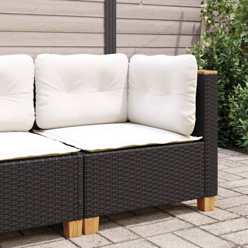 vidaXL Garden Sofa Corner with Cushions Grey Poly Rattan