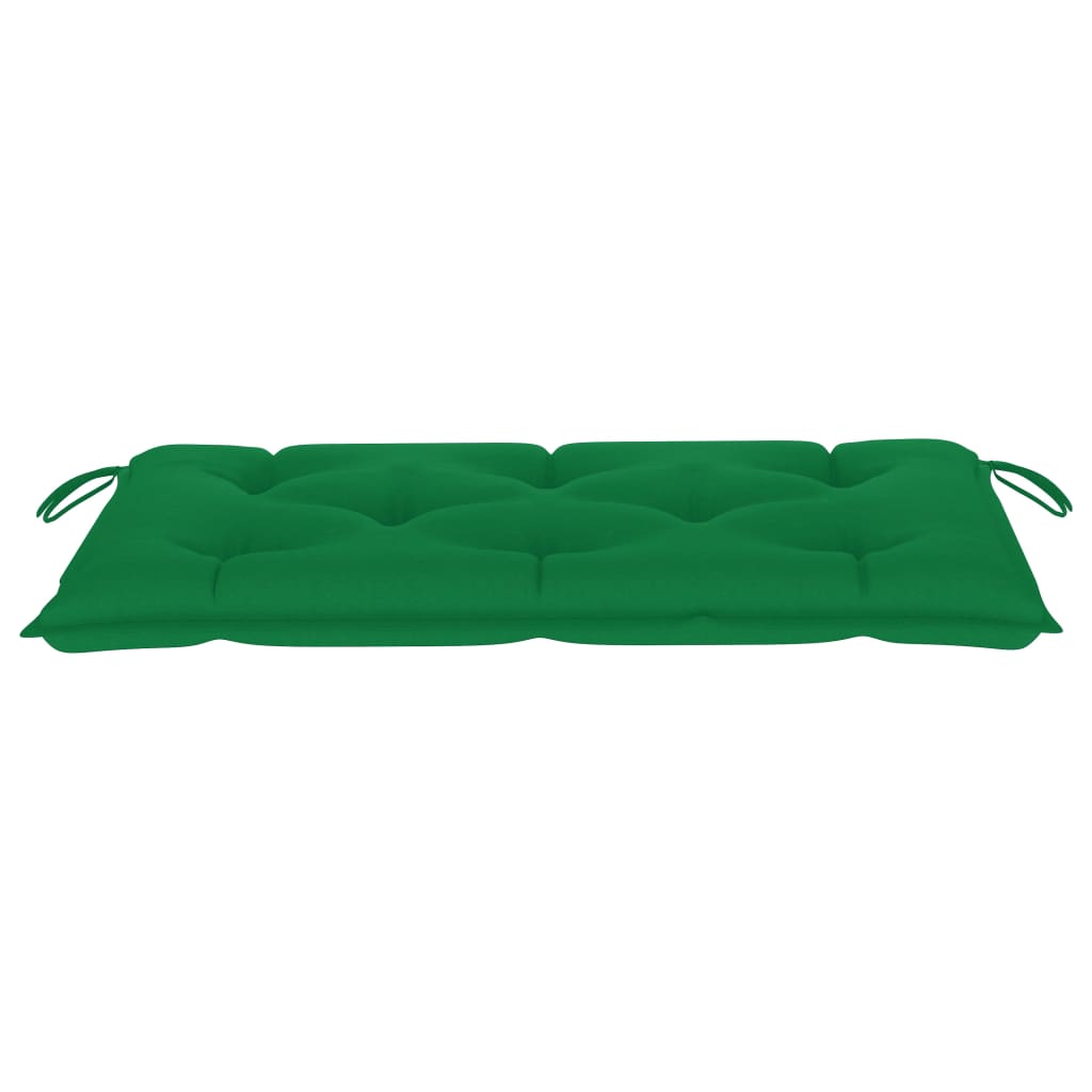 vidaXL Garden Bench with Green Cushion 112 cm Solid Teak Wood