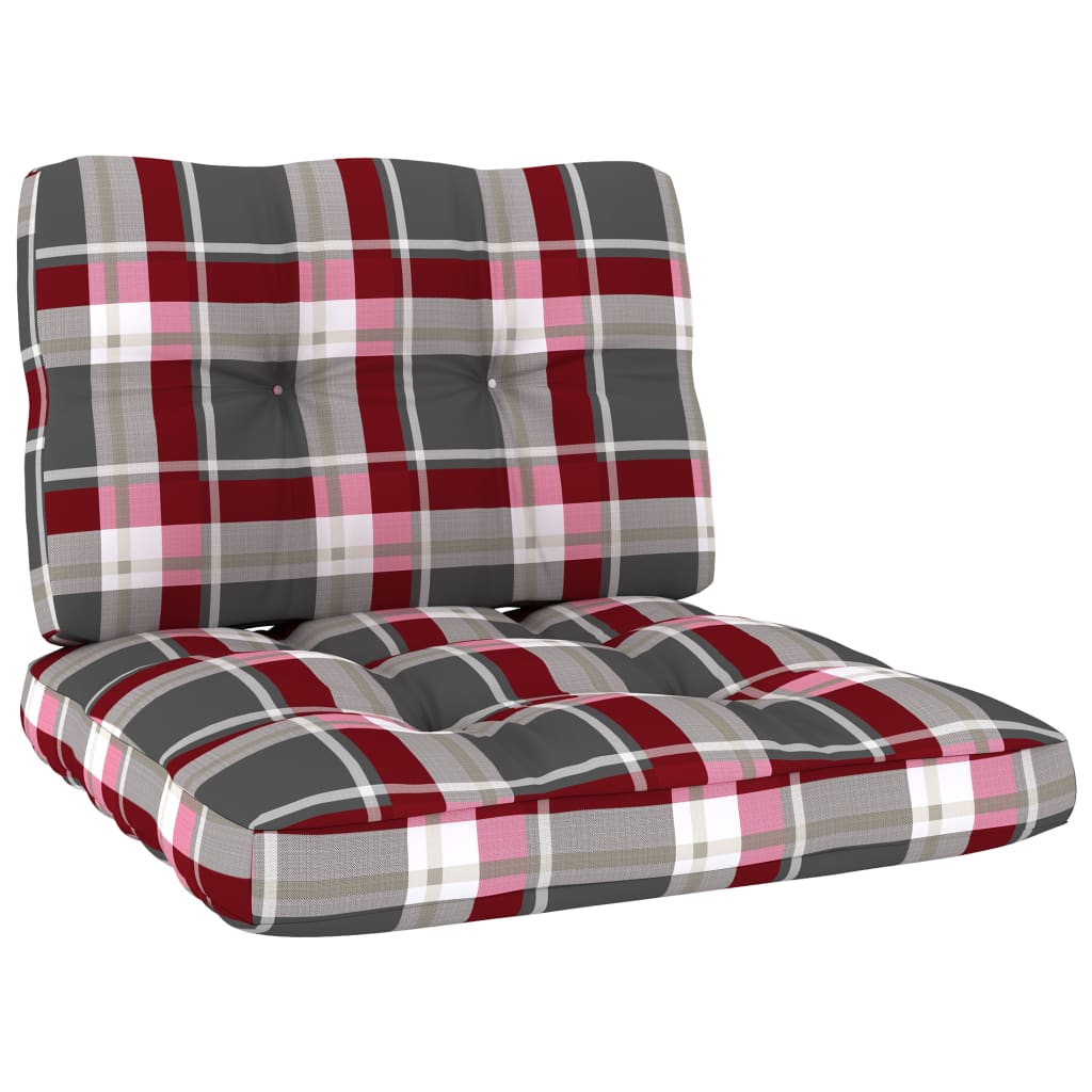 vidaXL Garden Chairs 2 pcs & Red Check Pattern Cushions Impregnated Pinewood