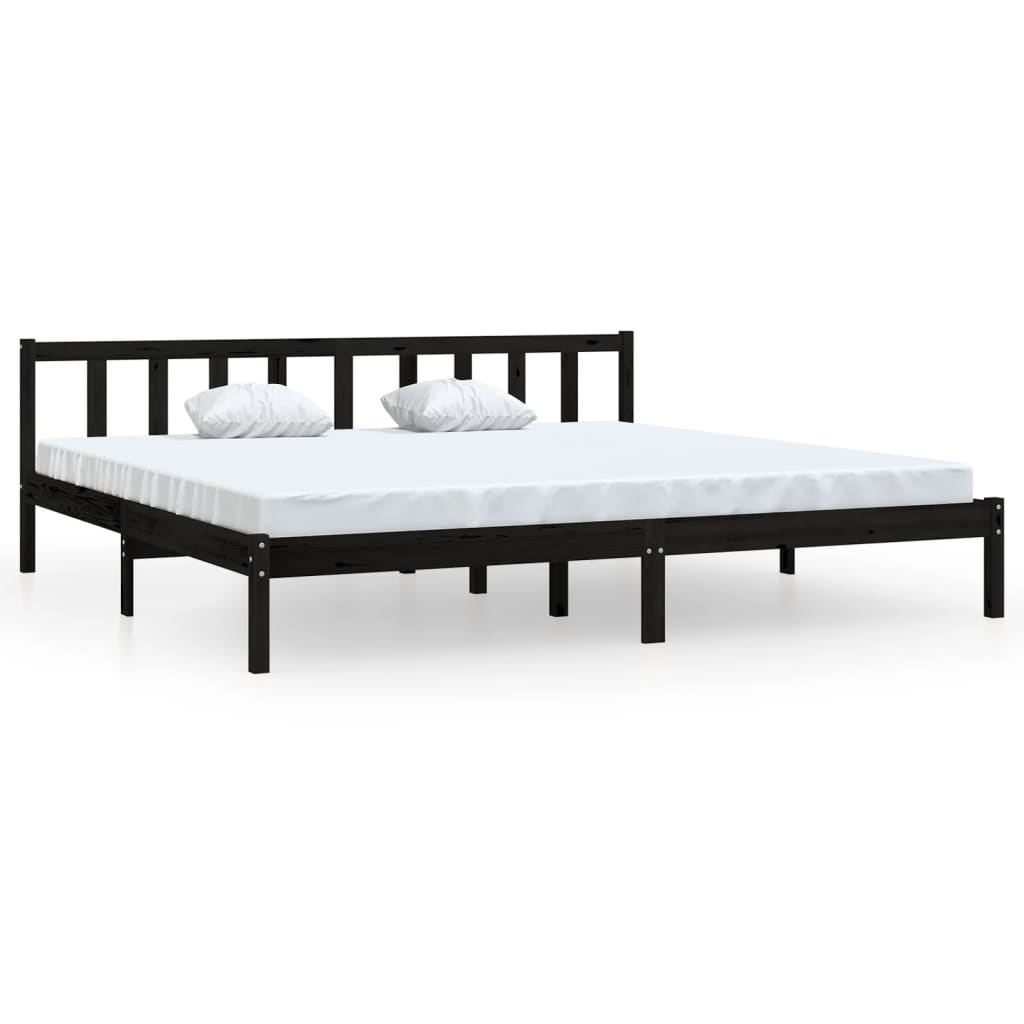 vidaXL Bed Frame without Mattress Black Solid Wood 200x200 cm