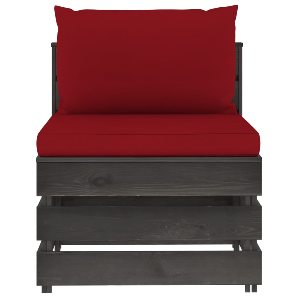 vidaXL 4 Piece Garden Lounge Set with Cushions Grey Impregnated Wood