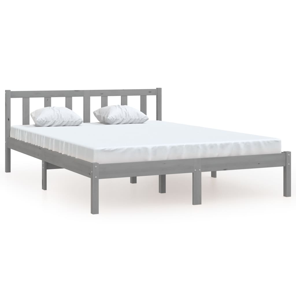 vidaXL Bed Frame without Mattress Grey Solid Wood 120x200 cm