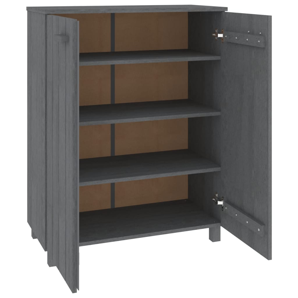 vidaXL Shoe Cabinet HAMAR Dark Grey 85x40x108 cm Solid Wood Pine