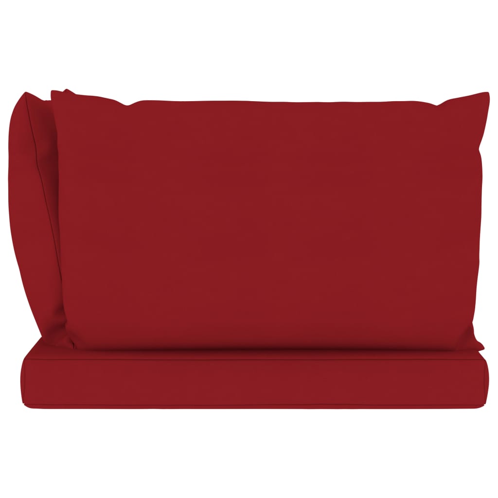 vidaXL Garden 3-Seater Pallet Sofa with Wine Red Cushions Pinewood