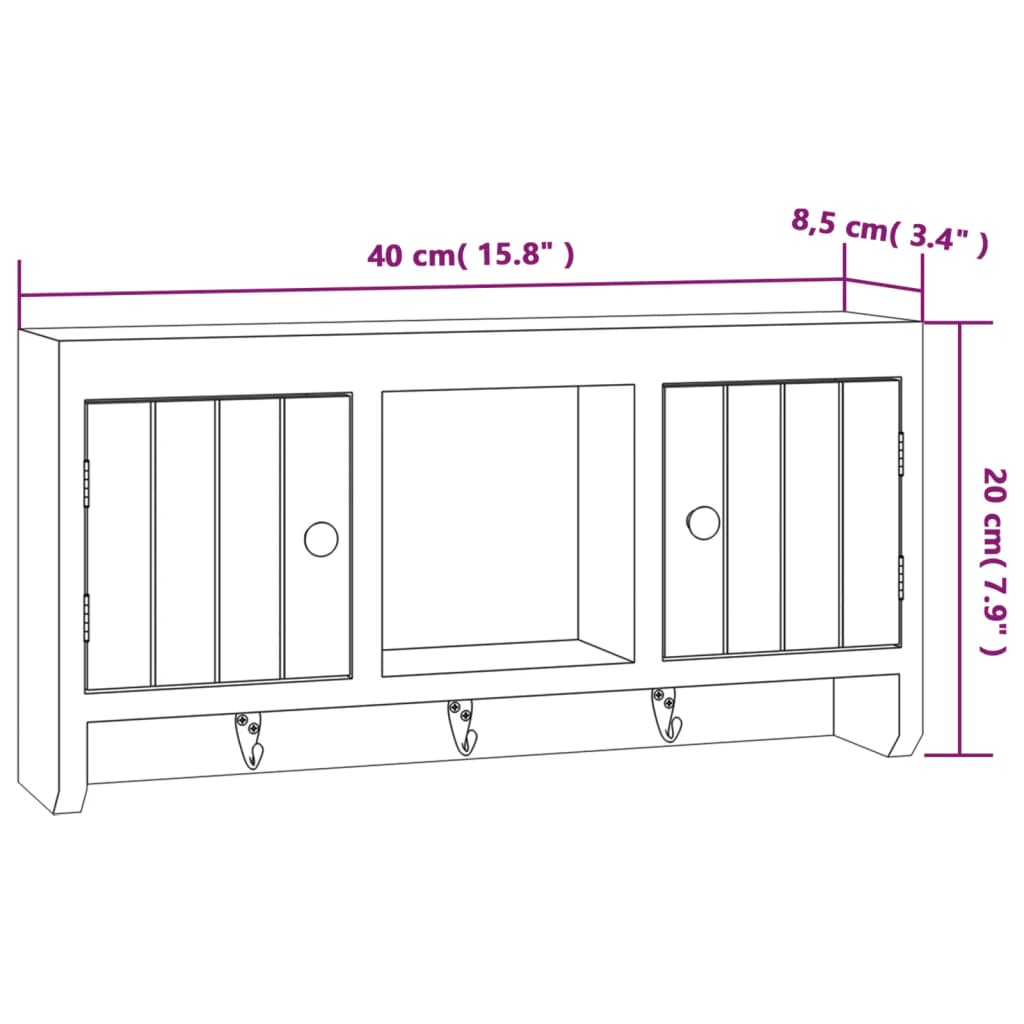 vidaXL Key Cabinet White 40x8.5x20 cm Engineered Wood&Steel