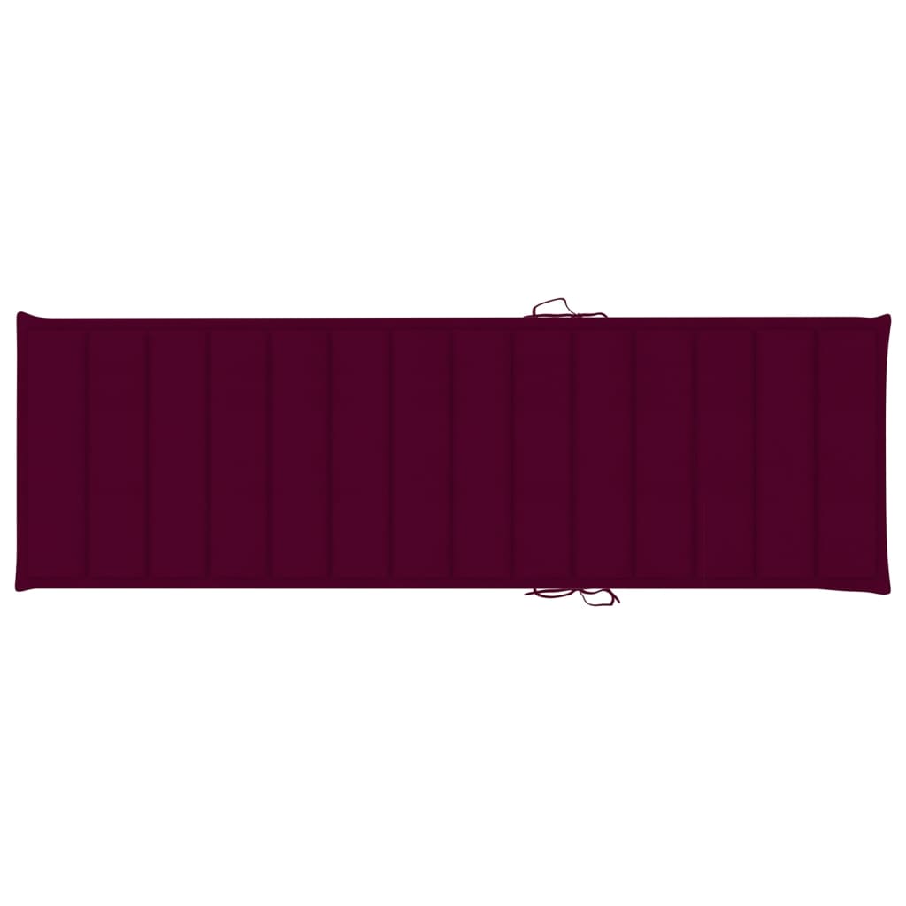 vidaXL Double Sun Lounger & Wine Red Cushions Impregnated Pinewood
