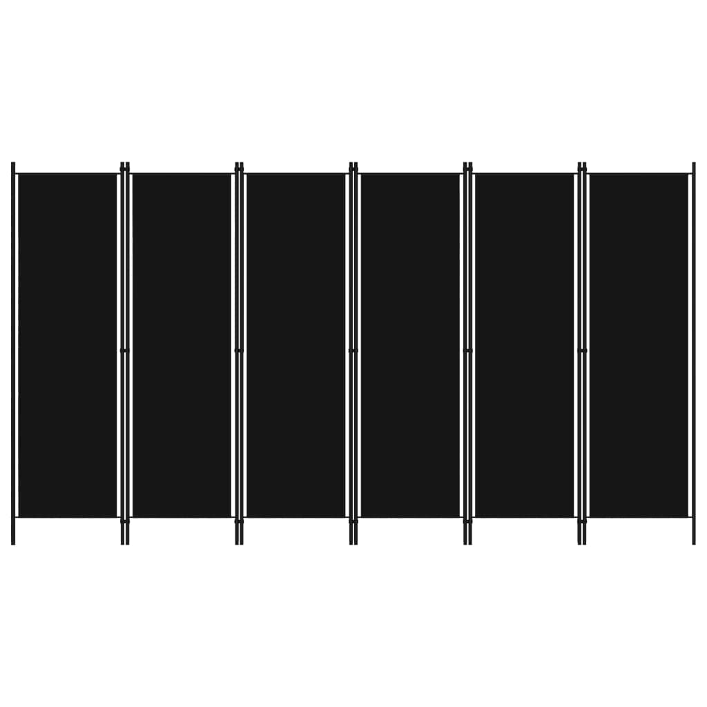 vidaXL 6-Panel Room Divider Black 300x180 cm